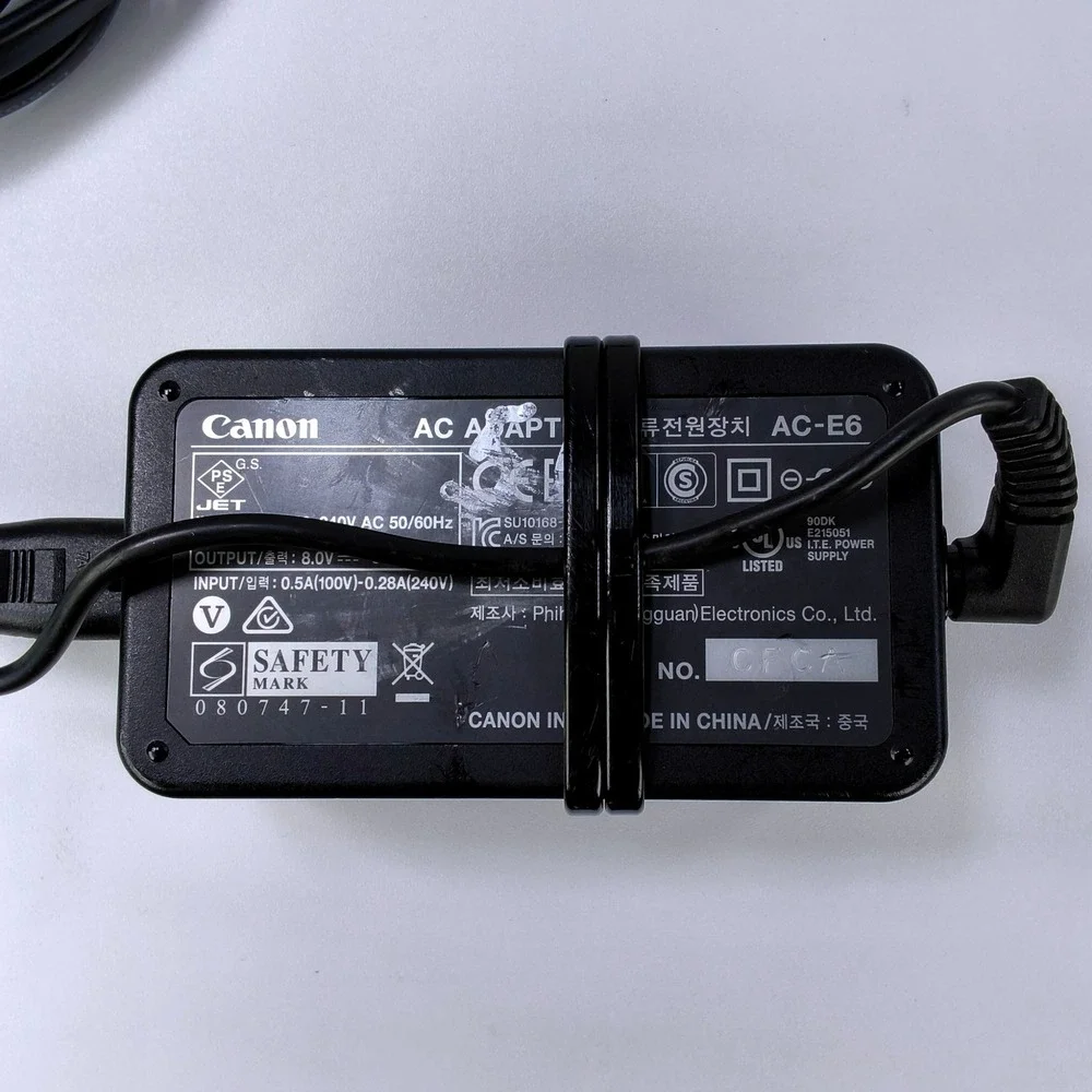 Canon AC Adapter AC-E6 and DC Coupler DR-E6 Power Kit for EOS DSLR Cameras